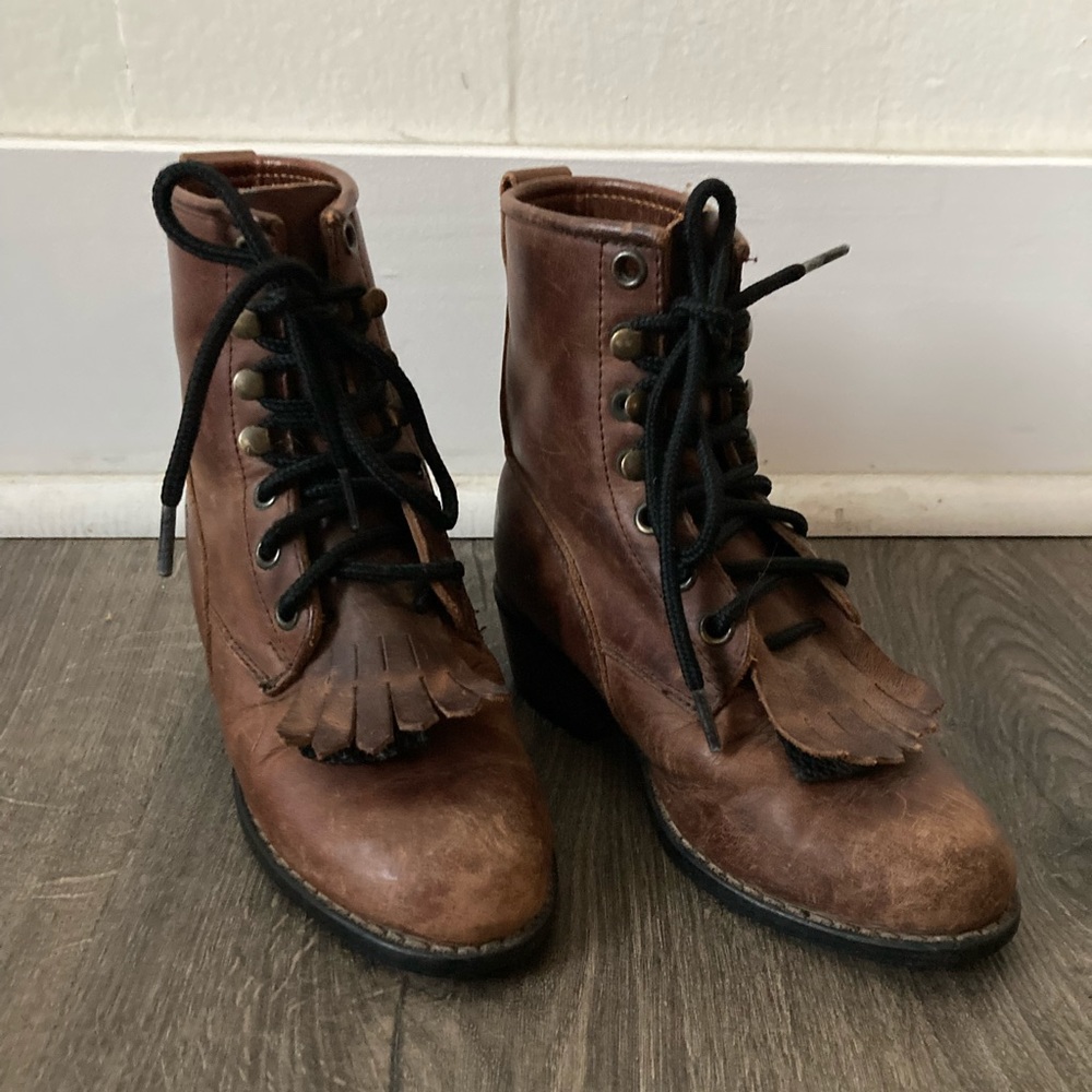 Kids Durango lace up Brown Leather Boots size 9